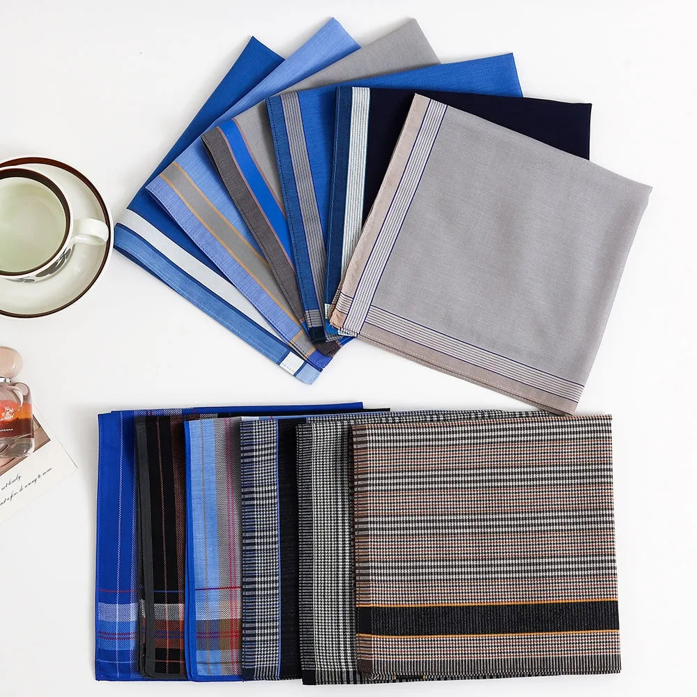 3 pezzi da uomo in puro cotone tinto in filo fazzoletto estivo sottile assorbente per asciugare il sudore fazzoletto vecchio stile tinto in filo a quadri