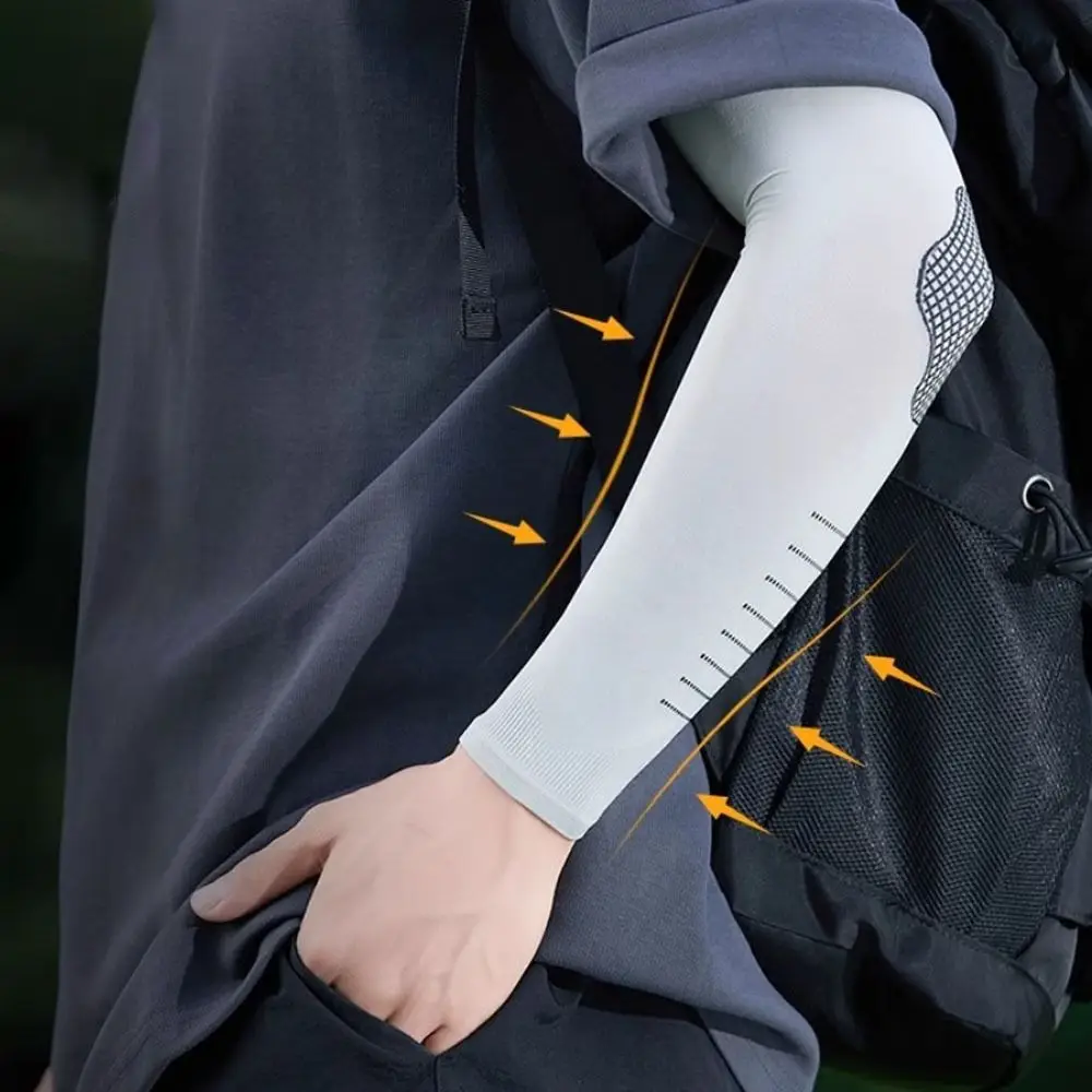 Ice Silk Sunscreen Sleeves UV Protection Quick-drying Men's Sports Arm Guards Sweat-absorbent Breathable Arm Sleeve Men&Women