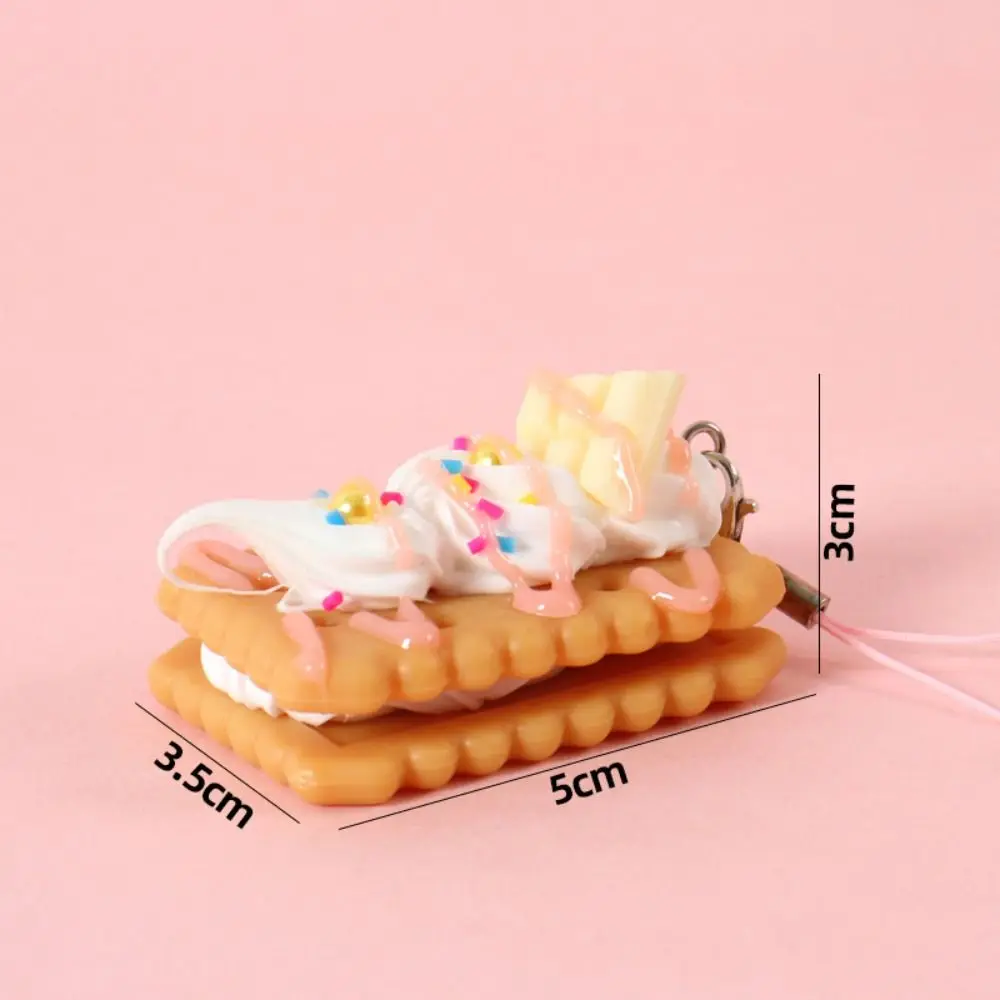 Simulation Dessert Food Cream Biscuit Key Ring Cream Biscuit Model Realistic Cookie Cake Dessert Food Keychain Cute Creative