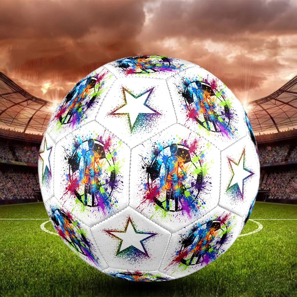 Watercolor Playing Soccer Ball Machine-Stitched Indoor/Outdoor Universal Football Ideal for Soccer Enthusiasts Birthday Gift
