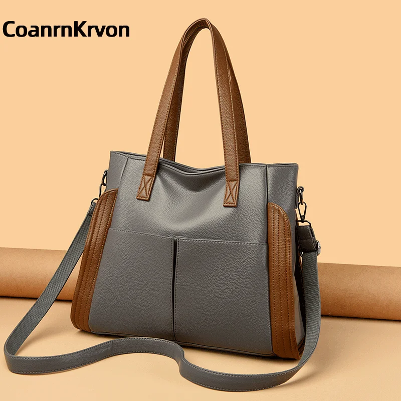

Ladies Soft Pu Leather Handbag Women's Shoulder Bag Large Capacity Multi Pocket Casual Women's Crossbody Shopping Bags Handbags