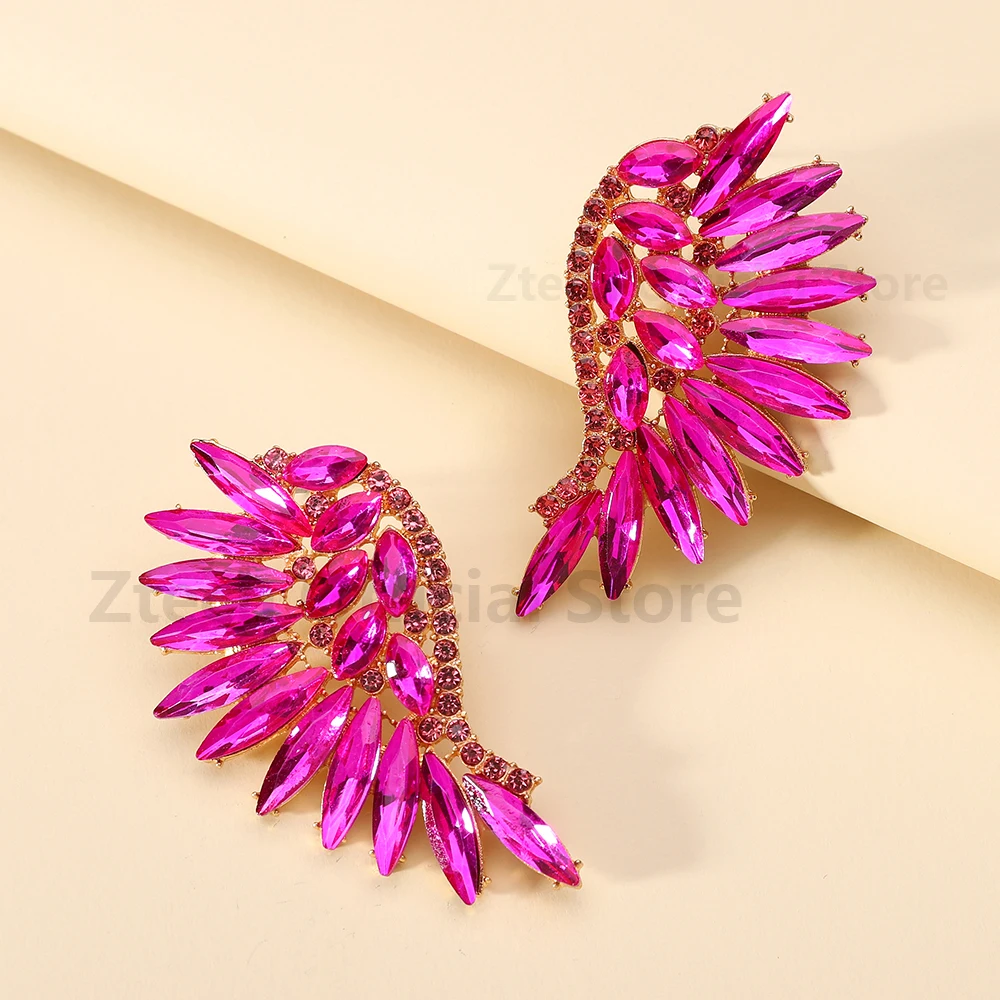 Sexy Elegant Colorful Big Wing Stud Earrings For Women Classic Fashion Design Luxury Vintage Piercing Jewelry Ear Accessories