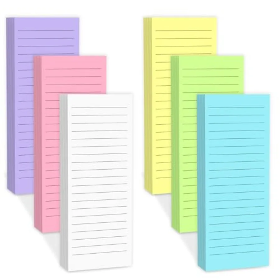 

Magnetic Notepads Note Pads for Fridge with Full Magnet Back, 180 Sheets Colored Lined Refrigerator Notepad, 30 Sheets Per Pad