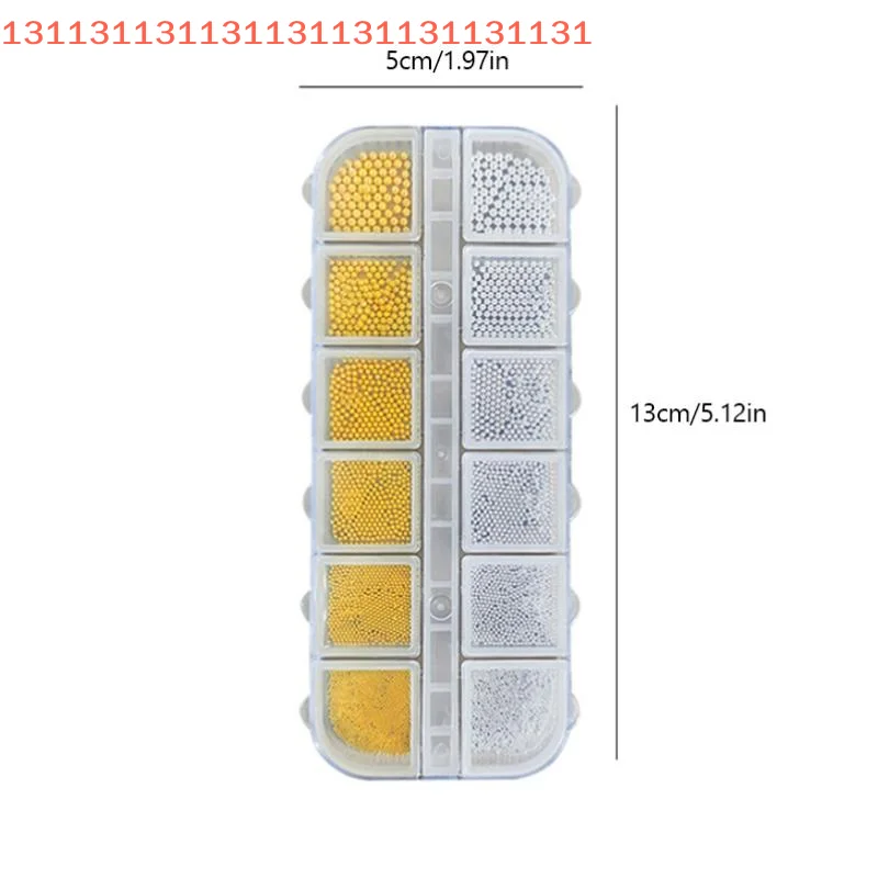 0.6-2mm Gold & Silver Nail Art 3D Design Manicure Tips Charm Micro Ball Jewelry DIY Decor Tiny Steel Beads 12 Grids Mixed Size