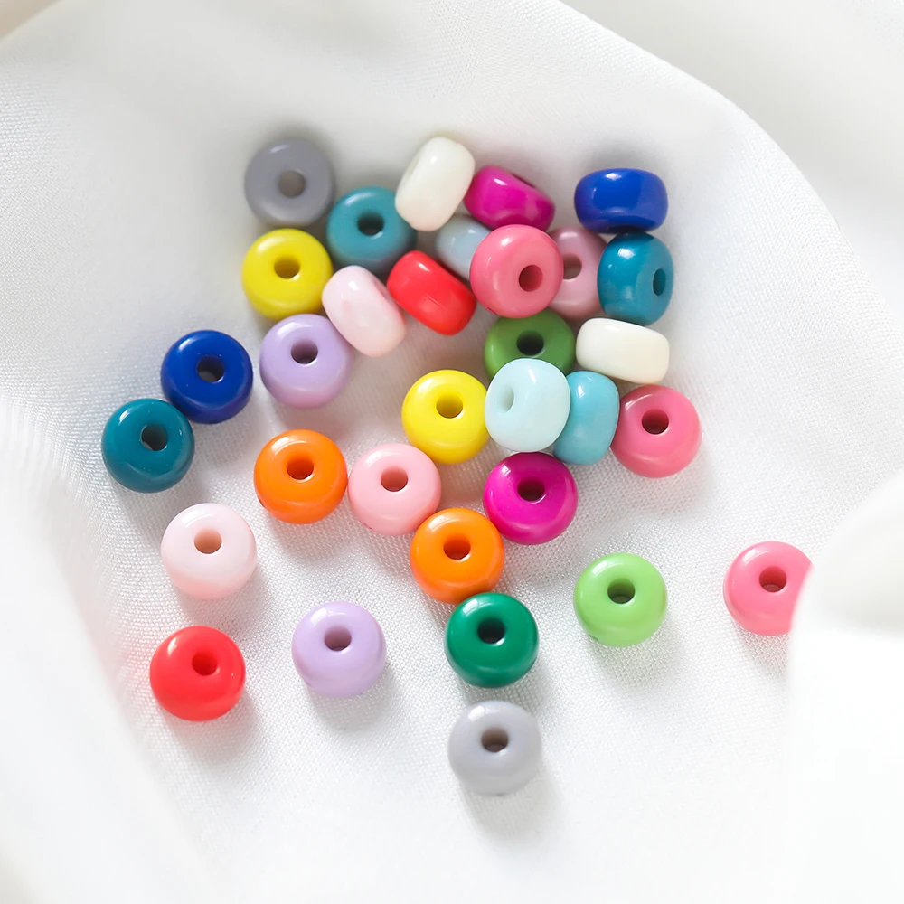 10 Stück einfarbige runde flache Acryl perlen Macaron lose Spacer Perlen für DIY Schmuck machen Charms Ohrring Halskette Lieferungen