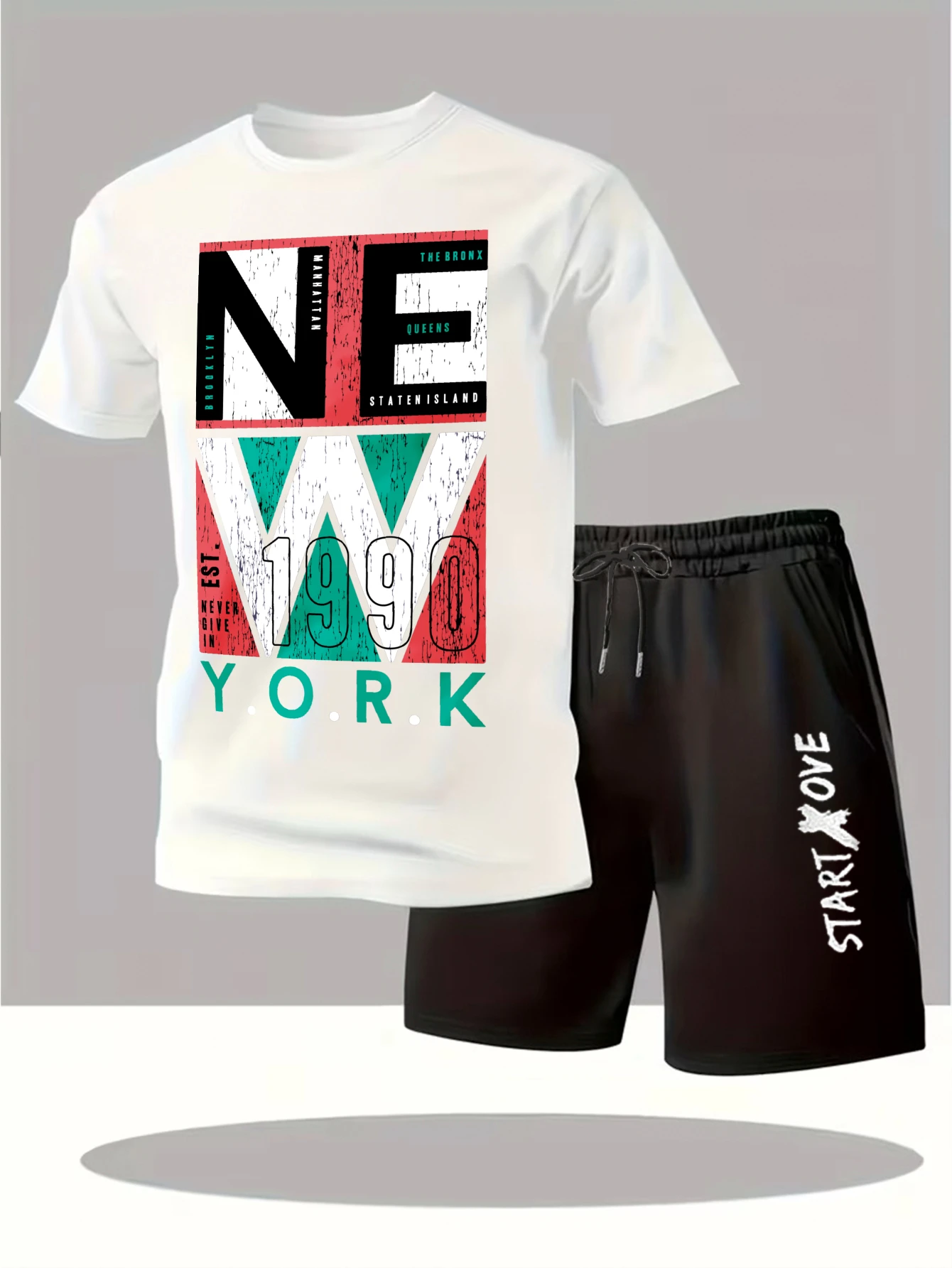 

Мужские комплекты 2025: Новинка! Модный спортивный костюм Y2K, комплект одежды, мужской костюм, спортивный костюм с коротким рукавом и графическим принтом, мужской спортивный костюм