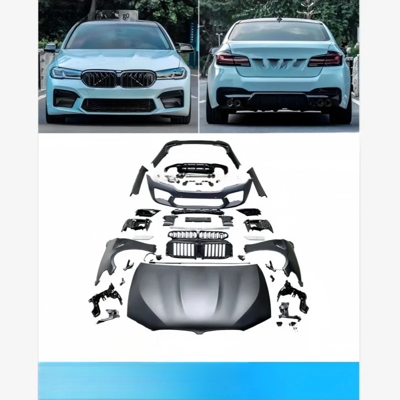 

Комплект обвеса для BMW 5 серии (2011-2022) в стиле M5: передний бампер, решетка радиатора, задний бампер, накладка на капот и другие аксессуары