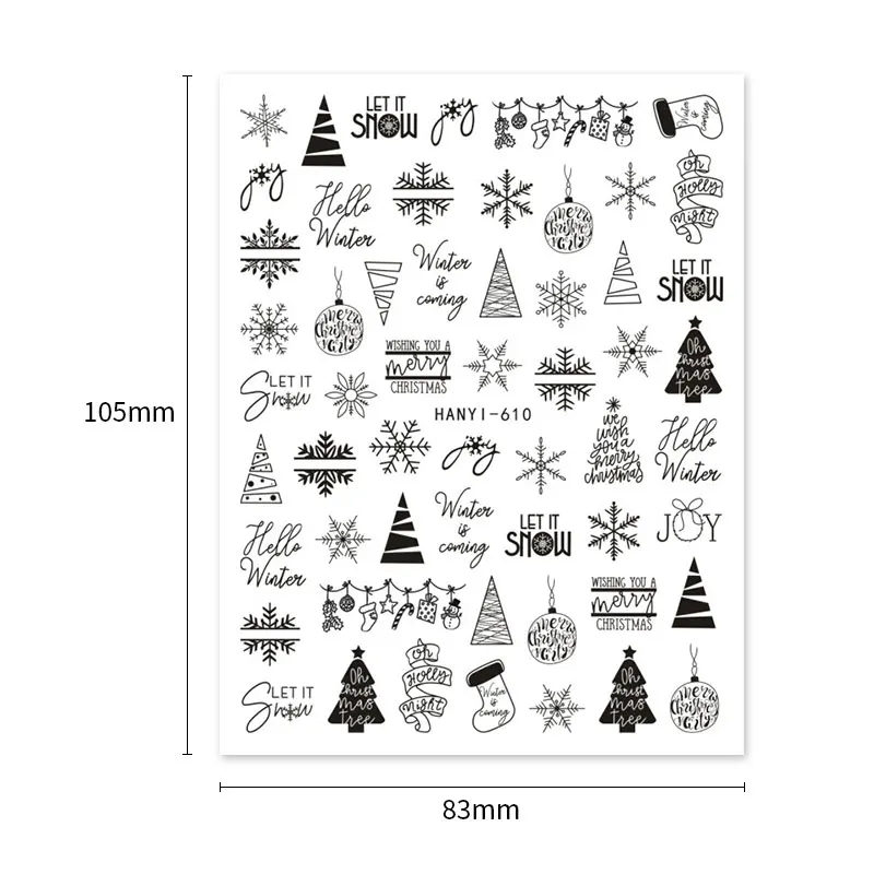 3D Snowflake Nail Stickers White Christmas Designs Self Adhesive Decals New Year Winter UV Gel Foils Sliders Nail Art Decoration