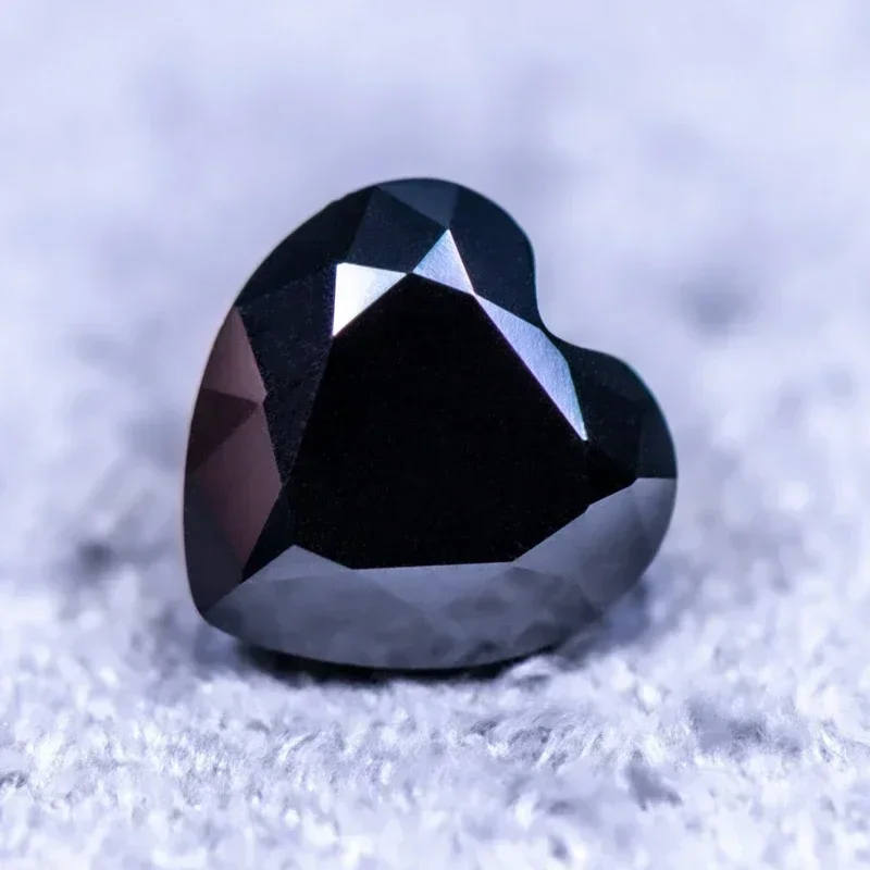 Moissanite Loose Stone Black Color Heart Shape for Pass Diamond Tester Charms Top Jewelry Making Materials with GRA Certificate