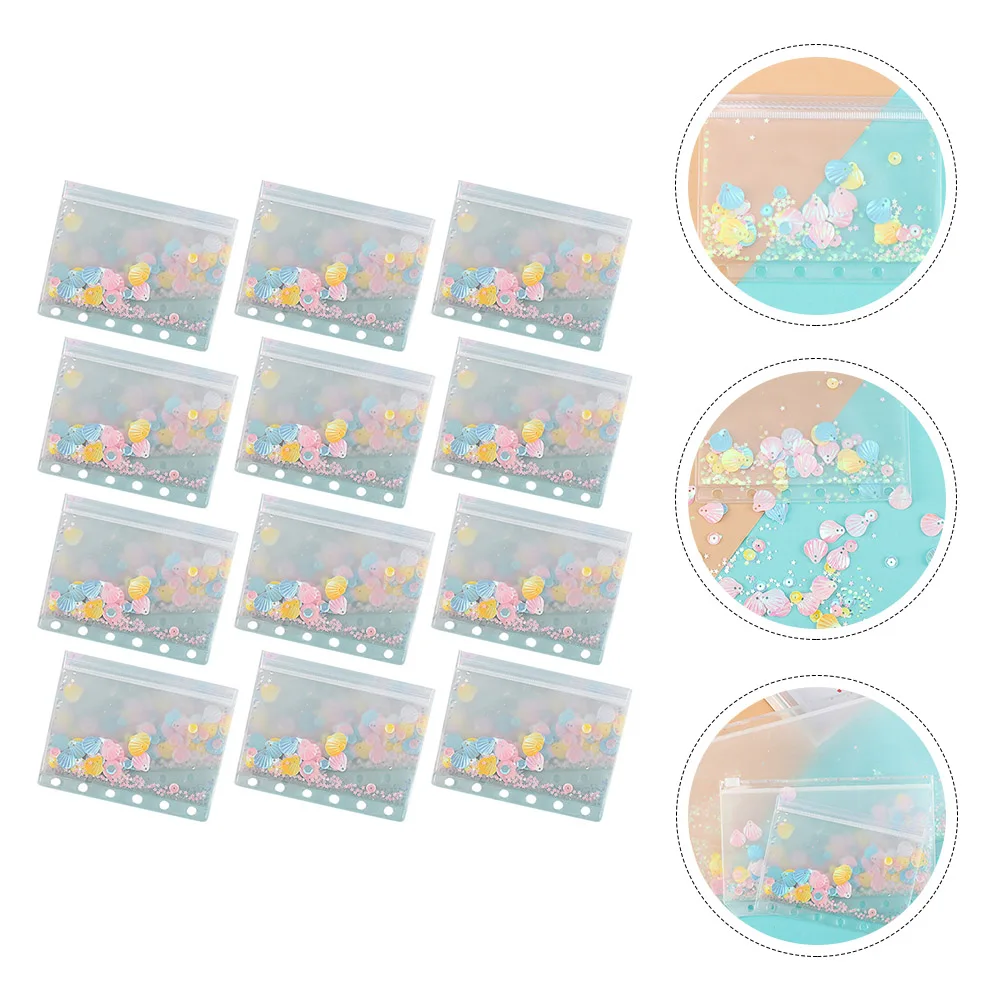 

12pcs A6 Pu Binder Cover With Plastic Pockets For Students Lightweight 6 Hole Notebook Planner Refillable Loose