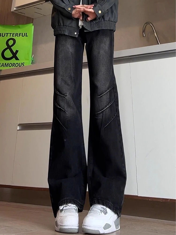 

Мужские джинсы American Retro Washed Black: прямые, слегка расклешенные, со средней посадкой, из прочного денима, для повседневной носки