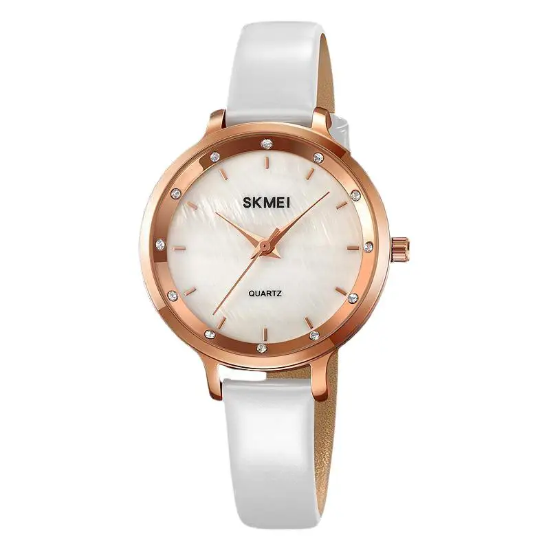 SkmeiFashion นาฬิกาผู้หญิงเรียบง่ายรอบตัวชี้นาฬิกาผู้หญิงส่วนบุคคลกันน้ําผู้หญิงนาฬิกาควอทซ์นาฬิกา