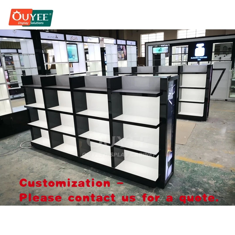 custom.Durable Boutique Store Mixed Material Display Cabinet Installation Service Mall Perfume Kiosk