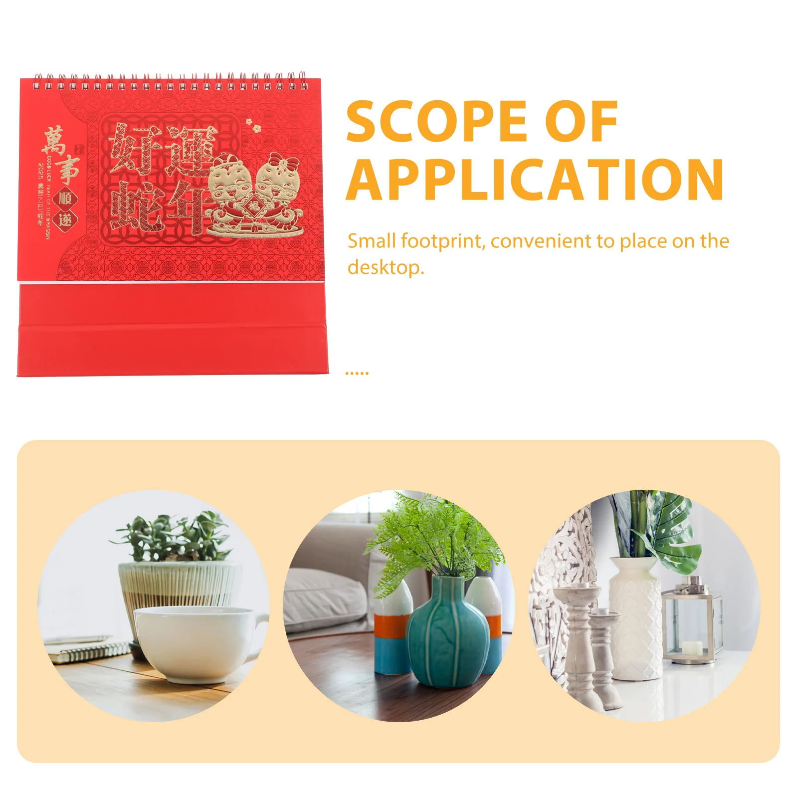 Calendario da tavolo per Capodanno cinese 2025 Design ribaltabile Anno del serpente Elegante pianificatore da scrivania Home Office Calendario da tavolo decorativo 2025