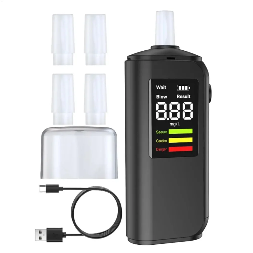 LED Digital Display Breathalyzer Analyzer Accuracy Blowing LED Screen Digital Breathalyzer Plastic Non-Touching
