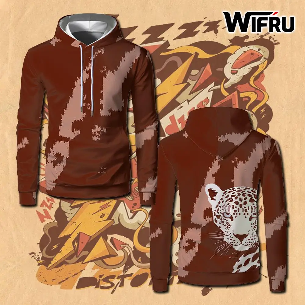 

Street Y2K Trend Punk Hoodies Men And Women Fashion Urban Casual Long-sleeved Sweatshirt Leopard Pattern Personality Autumn Tops