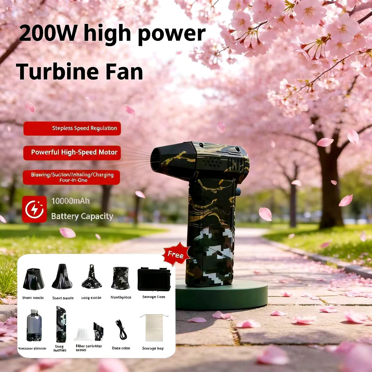 

200,000 RPM tavin fan, high-ratio spray blower, wingless motor, speed-adjustable dust fan, handheld air nozzle