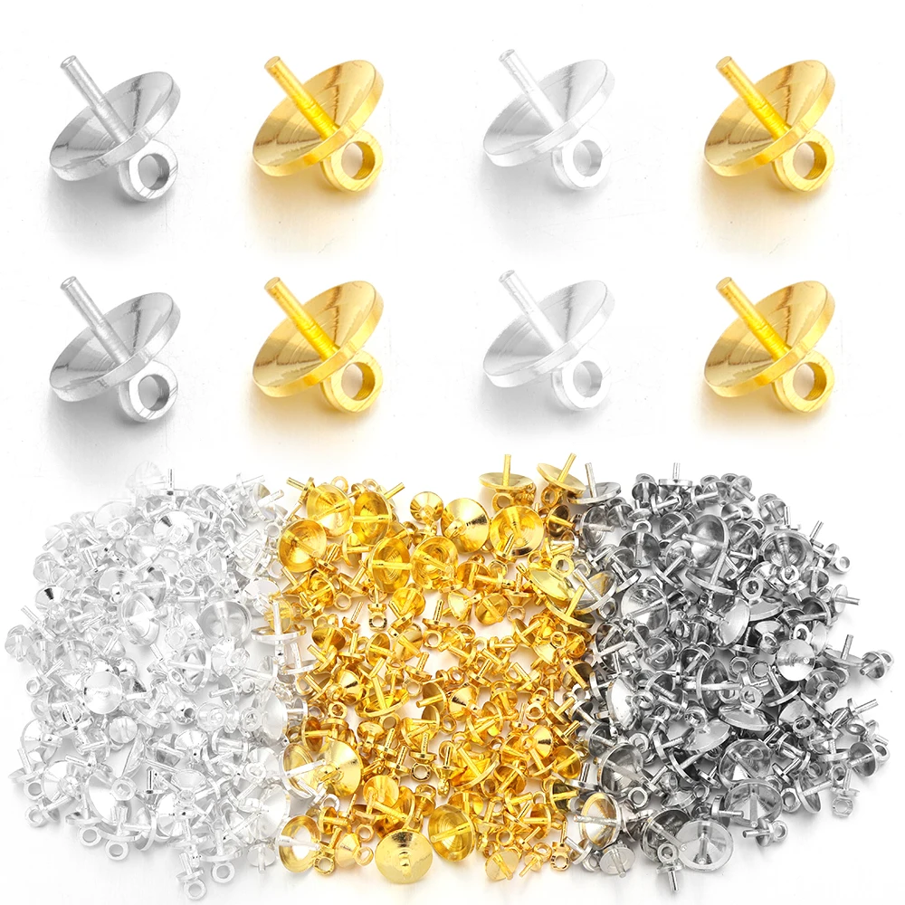 20-100pcs Brass Half hole Charms Eye Pins Beads End Caps Top Drilled Pendant Bails Findings Connectors For Jewelry Makings view 5