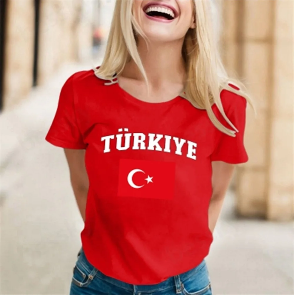 

Women's European Cup Türkiye printed short sleeve round neck T-shirt top