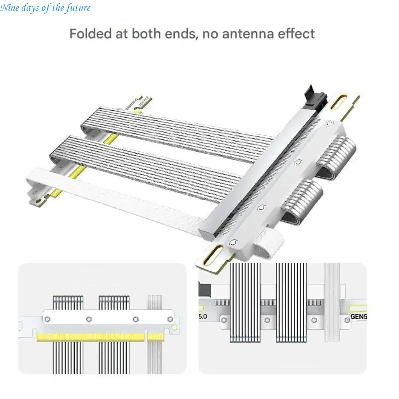 PCIe 5.0 x16 GPU Extension Cable, Reverse Flat Ribbon for SFF Builds E65A