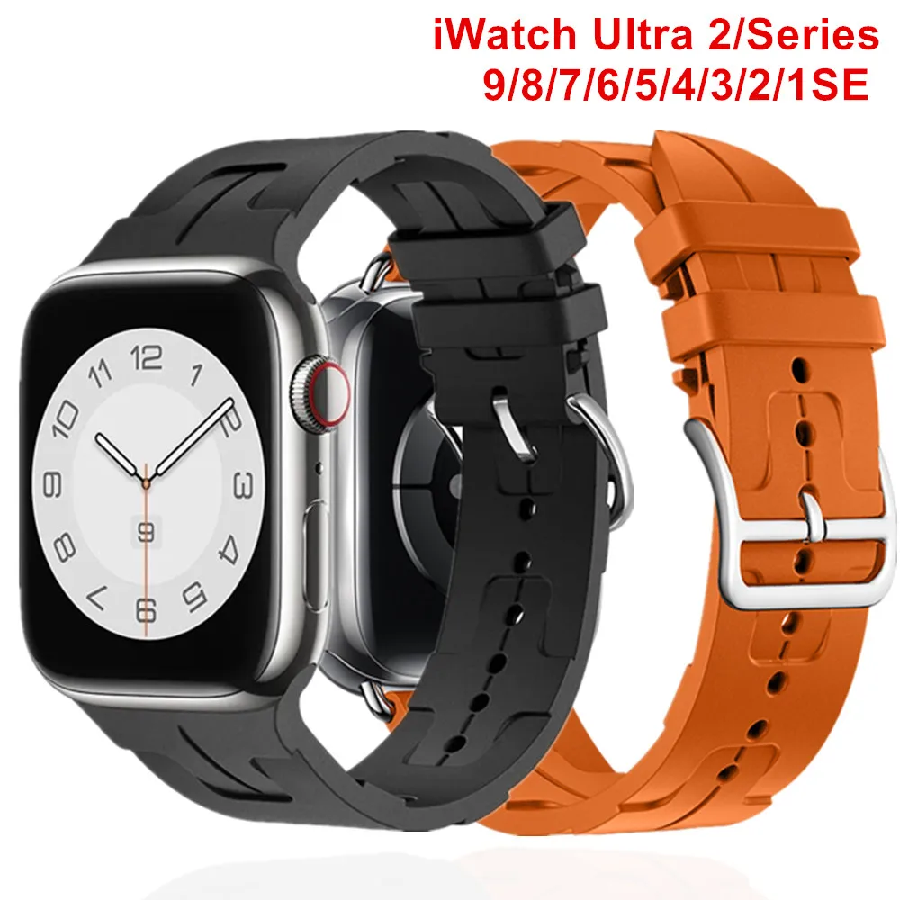 لينة جولة واحدة حزام ل سوار ساعة أبل الترا 2 49 مللي متر 46 45 44 42 41 40 38 مللي متر سيليكون سوار iWatch سلسلة 10 9 8 7 se 6 5