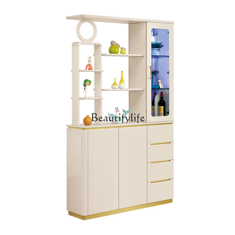 

Living Room Entrance Screen Partition Double-Sided Shoe Cabinet and Wine Cabinet Integrated Light Luxury Style