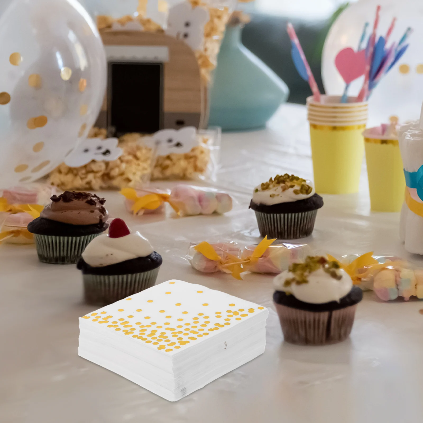 

Gold Foil Paper Napkins White and Gold Elegant Design Birthday Wedding Party Dinner Disposable Soft Guest Towels