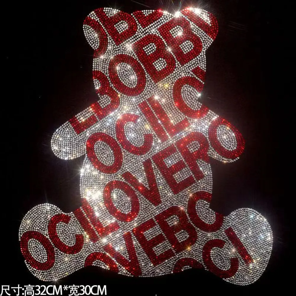 Letter bear fashion large cloth paste hot diamond Sequin DIY clothes T-shirt decorative patch clothing accessories