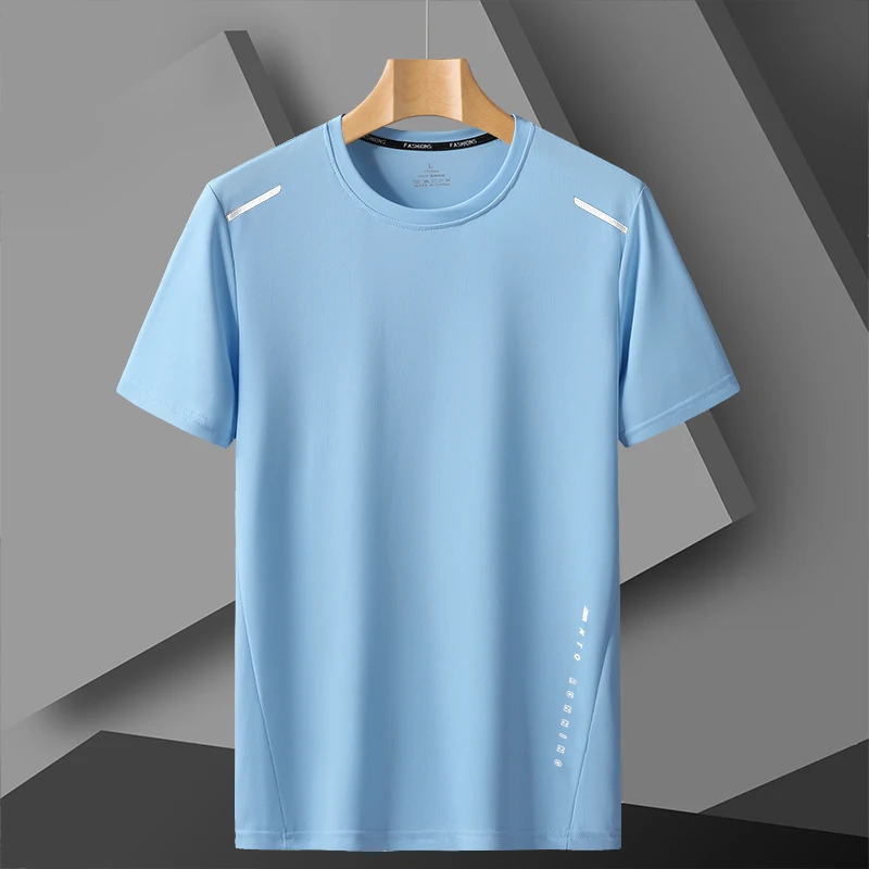 Men's Outdoor Casual Sports Short Sleeve T-Shirt Ice Silk Quick Dry Breathable Trendy Running round Neck Top