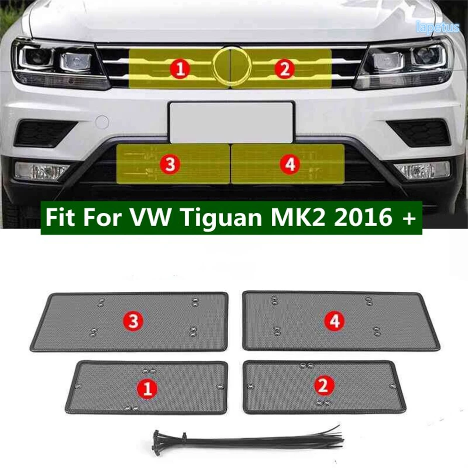 

Front Grille Insert Net Insect Screening Metal Mesh Protection Trim Kit Cover Fit For VW Tiguan MK2 2016 - 2023 Car Accessories