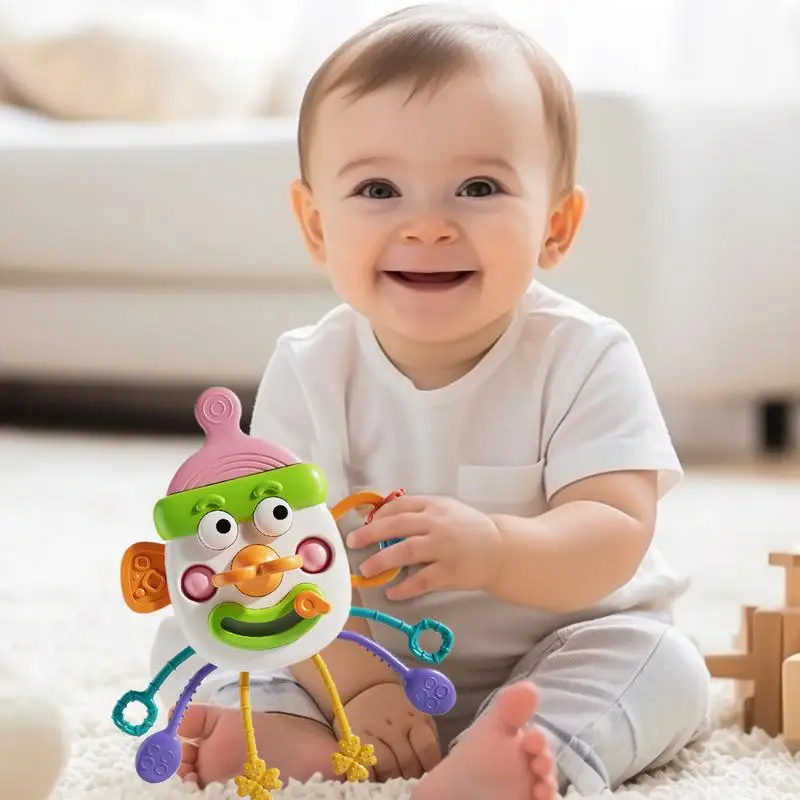 Pull String Toy 6-in-1 Sensory Toys Pull Strings Fine Motor Skills Toys Pull String Teething Toy Colorful Travel Activities