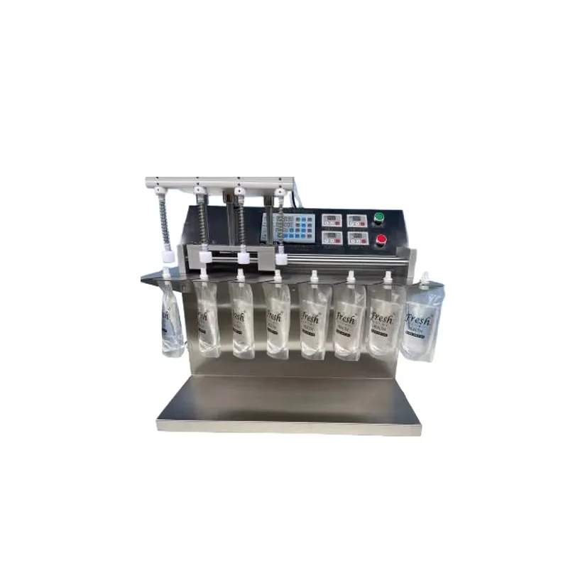 4-head stainless steel liquid stand-up pouch packaging machine diaphragm pump