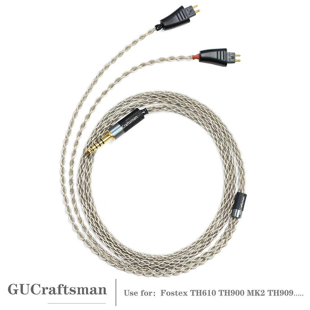 

GUCraftsman 6N Single Crystal Silver Headphone Replacement Cables for Fostex TH610 TH900 MK2 TH909