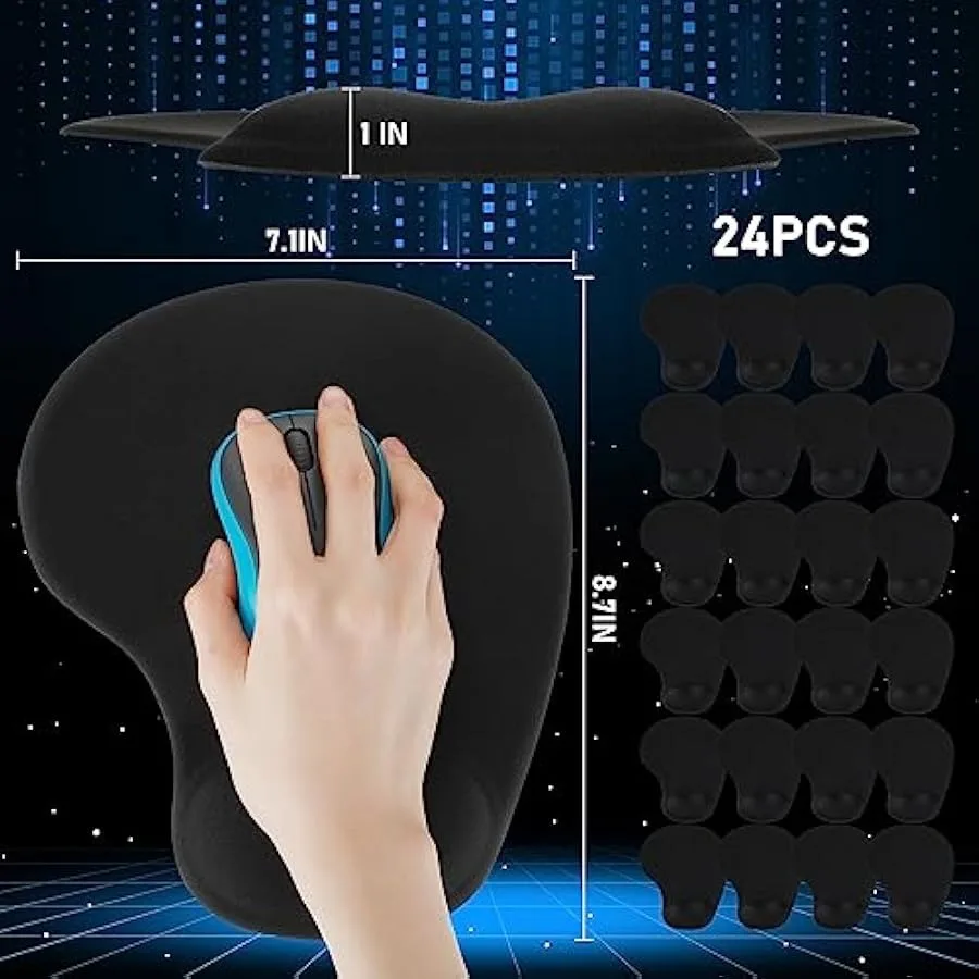 24 Pcs Ergonomic Mouse Pad with Wrist Support Office Mousepad Gaming Black Mouse Mat Mouse Wrist Pad Desk Accessories Workspace