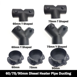 Car Heater Air Vent Ducting 60mm/75mm Y T Piece Exhaust Connector w/Dual Regulating Valve Flap For Webasto Diesel Parking Heater