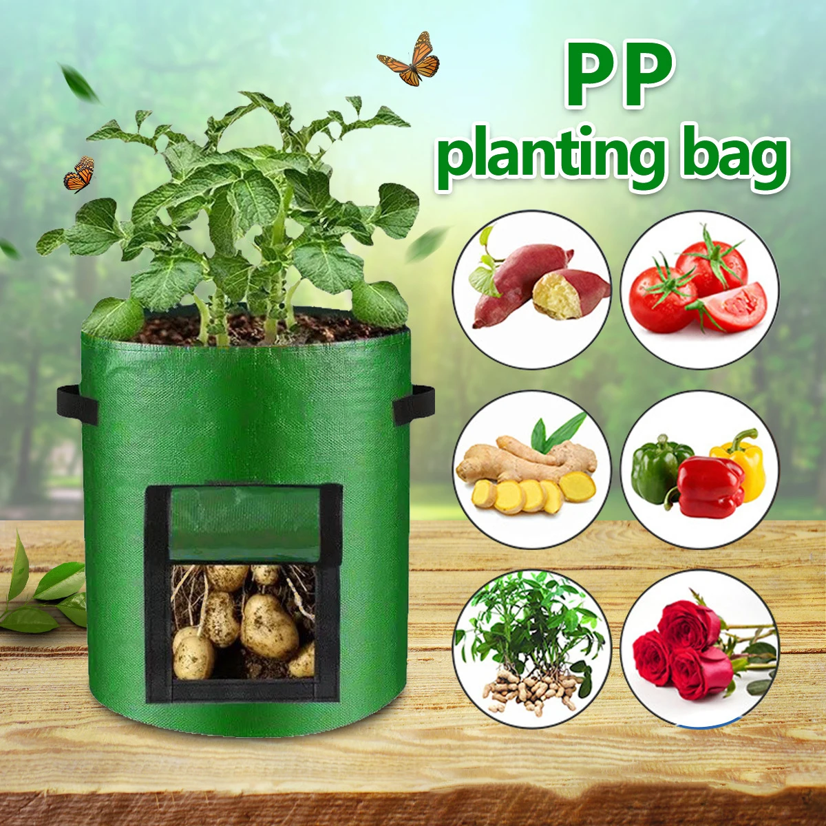 Atmungsaktiver Pflanzbeutel mit Sichtfenster für Kartoffeln, Erdnüsse, Tomaten, Ingwer, Erdbeeren und Süßkartoffeln ﻿