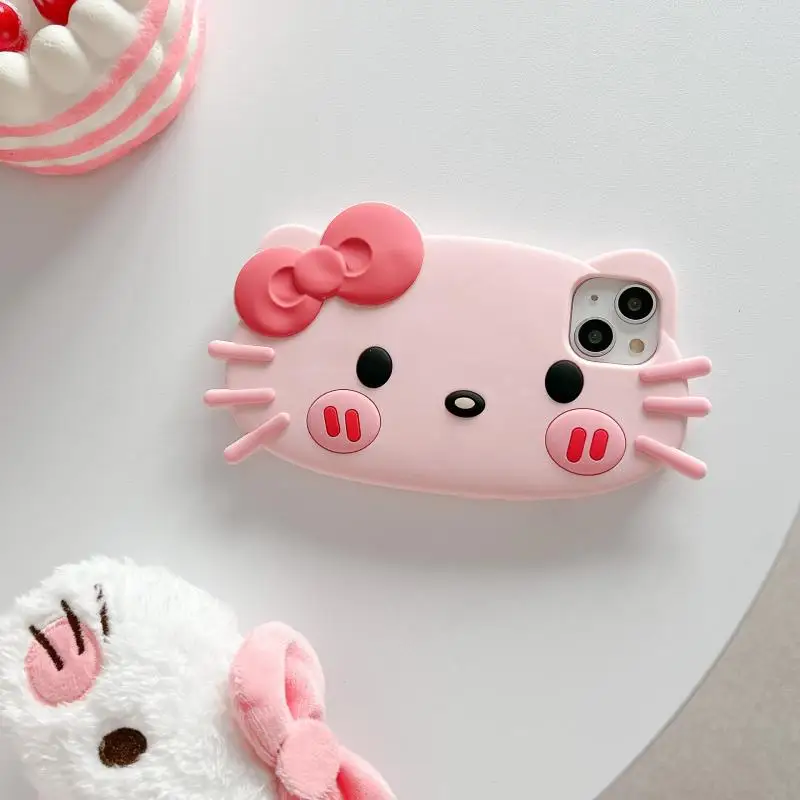 Anime Cartoon Big Face Hellokittys Iphone14Promax Phone Case Silicone All-Inclusive 13 12Promax Cute Protective Cover for Girls