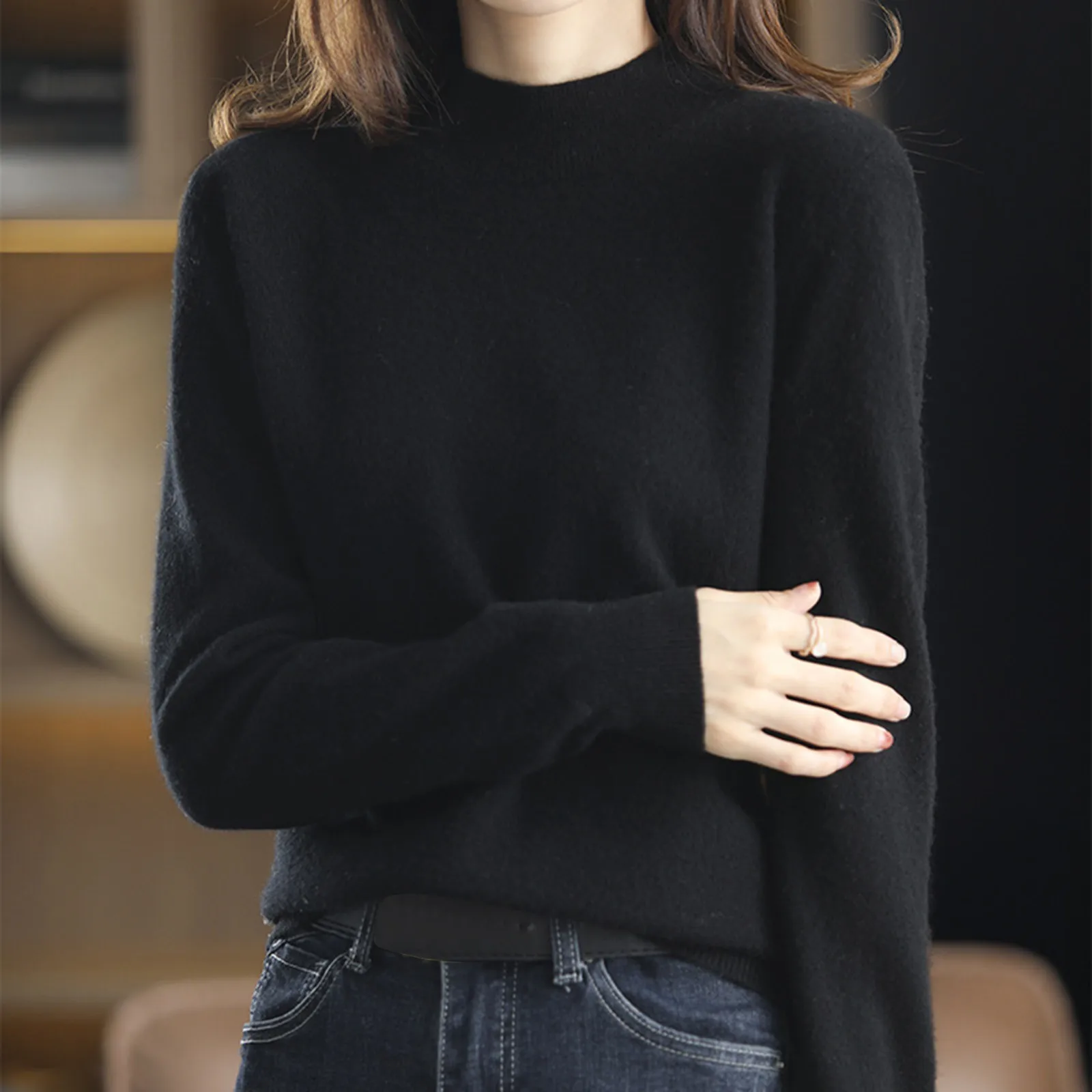 100% Merino Wool Cashmere Sweater Women Knitted Sweater Turtleneck Long Sleeve Pullovers Autumn Winter Clothing Warm Jumper Tops