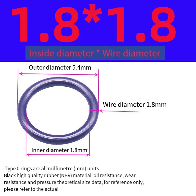 Black Nitrile Rubber Silicone Rubber O-ring Group Seal Ring Gasket CS1.8mm ID1.8mm-130mm High Pressure Repair Oil Belt Seal Ring