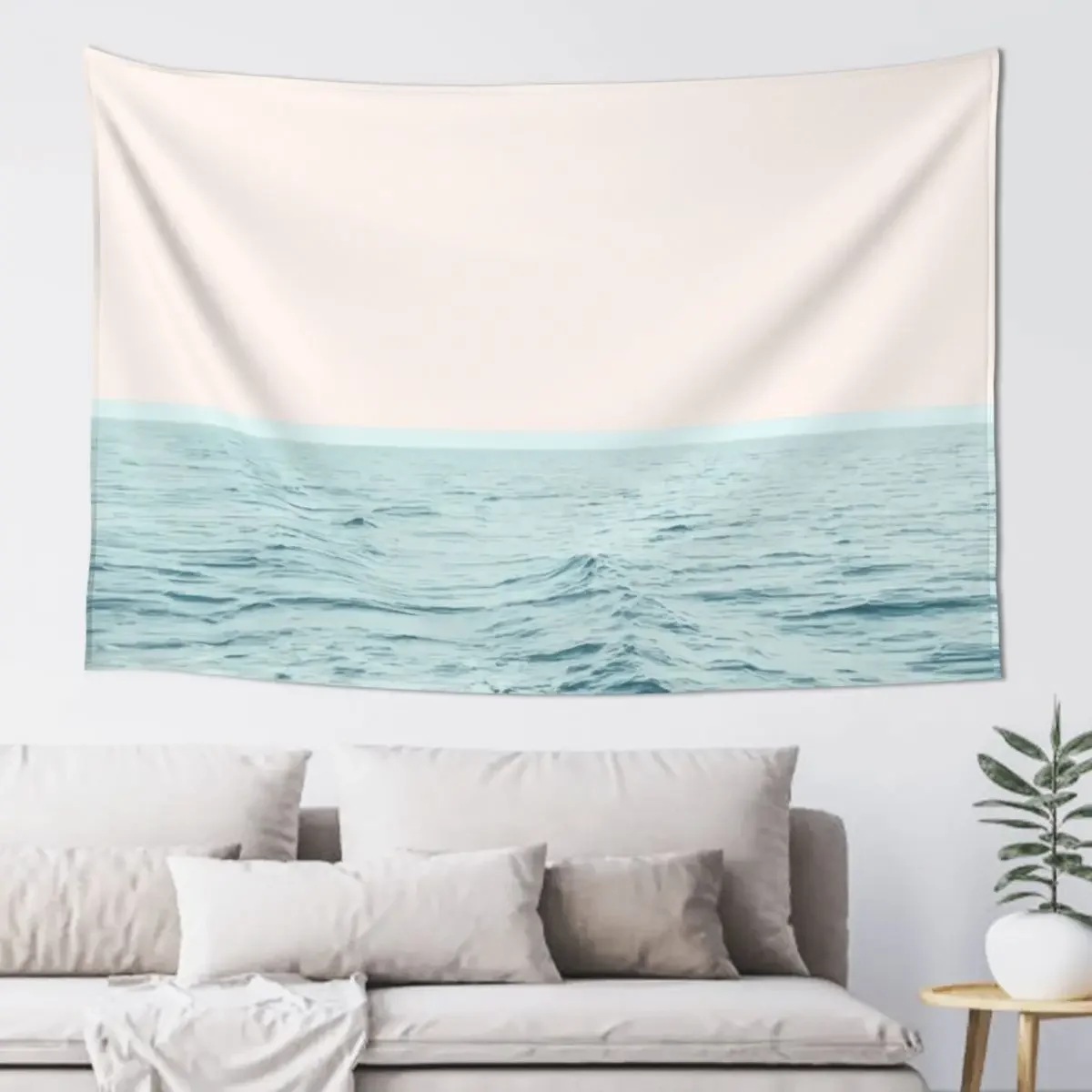 Sea Breeze, Minimal Nature Ocean Photography, Scenic Landscape Pastel Luxe Tapestry House Decor Carpet Wall Tapestry