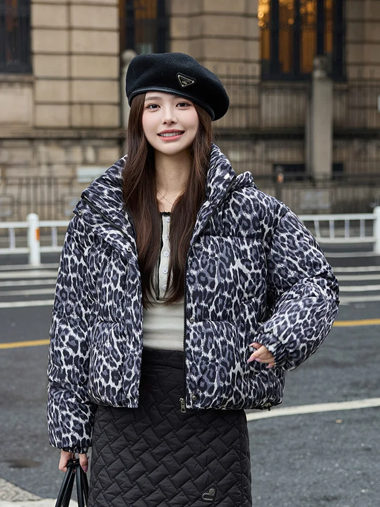 

Женское хлопковое куртка ort Thiened, осень-зима 2022, новое пальто с капюшоном и леопардовым принтом, милое свободное пальто из полиэстера