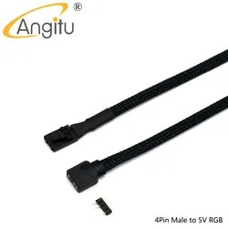 Angitu Corsair Fan/Hub/Lighting Node/Commander RGB ARGB Adapter Cable Sleeved 3Pin/4Pin Fan To 5V 3Pin RGB LED Cable-50cm