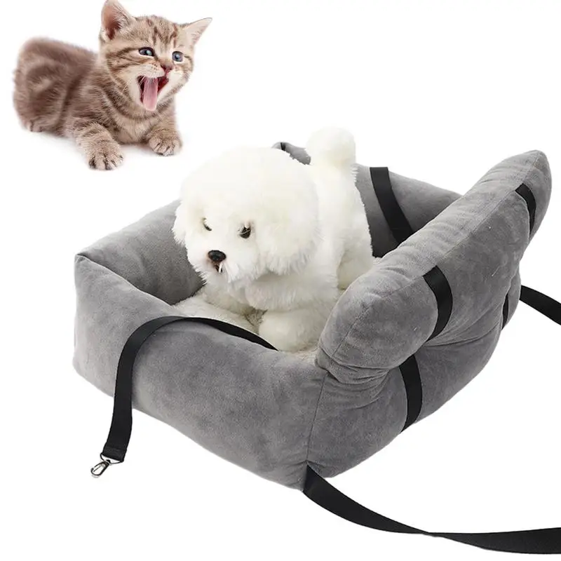 Dog Car SUV Seat Puppy Bed with Adjustable Fixed Strap Non-Slip Bottom Dog Seat for Dog Cat Traveling Carry Supplies