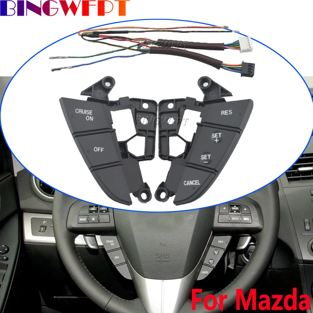 Car High-quality Steering Wheel Button For Mazda 3 5 2011 2012 2013 CX-5 CX-7 Cruise Control Switch With Backlight