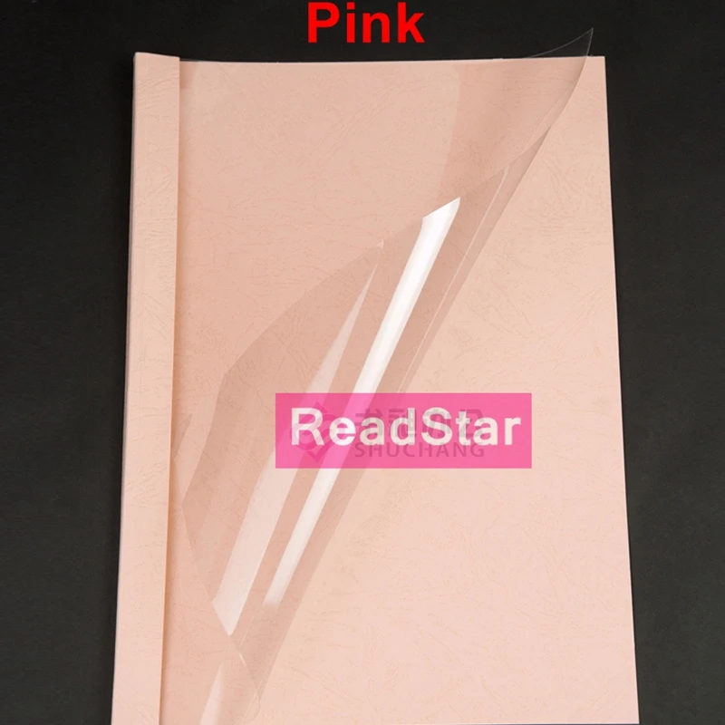 10PCS/BAG ReadStar clear face Pink bottom thermal binding cover A4 binding cover 1-50mm(1-180sheets) Transparent binding cover