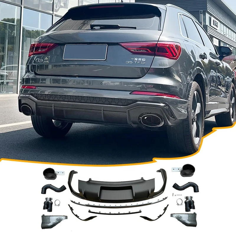 2019-2023 Q3 Body kit Rear diffuser for Audi  Sportback SUV PP material  S RS