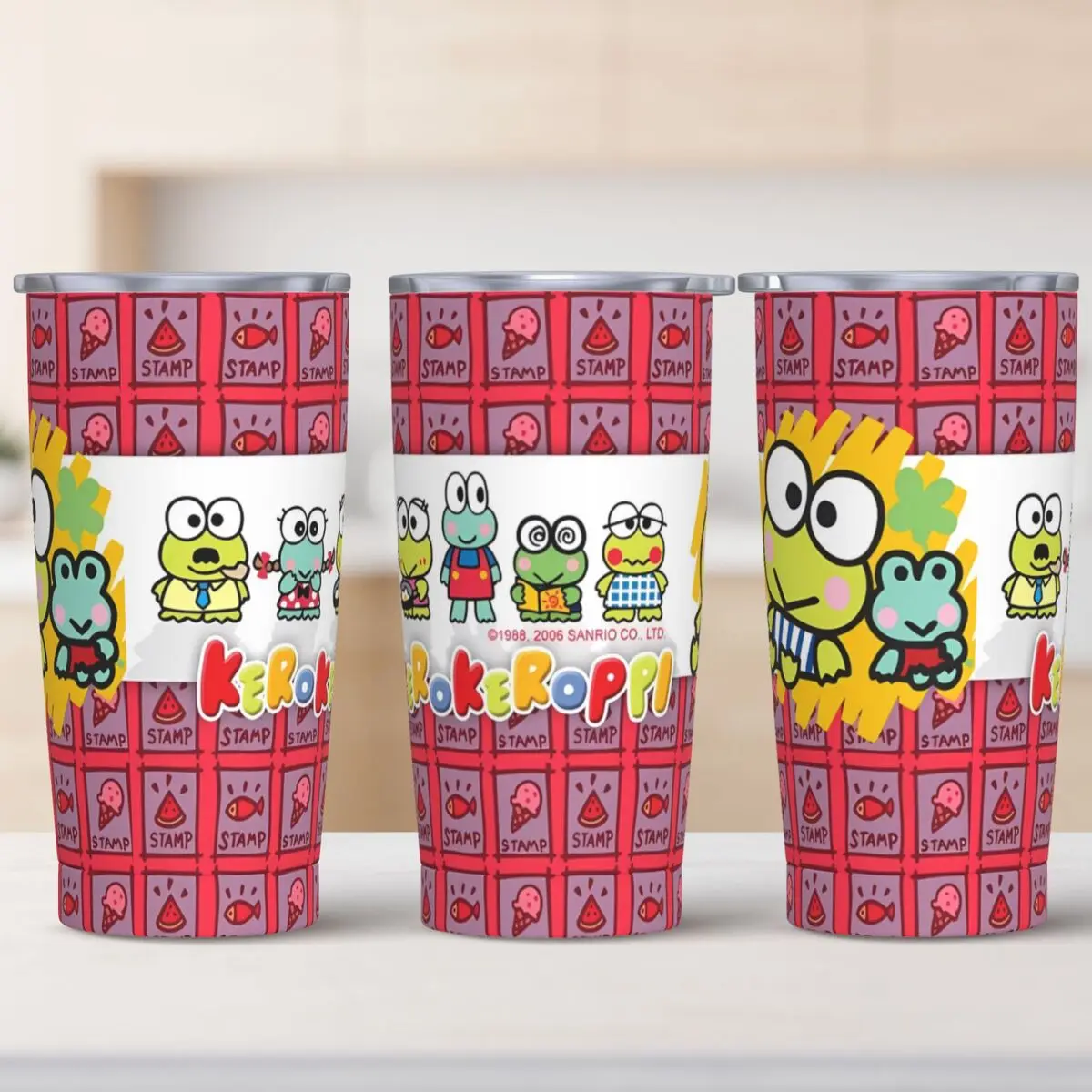 Keroppi Big-Eyed Frog Stainless Steel Tumbler Camping Car Mugs 20oz Coffee Mug Leakproof Cold Drink Milk Tea Water Bottle