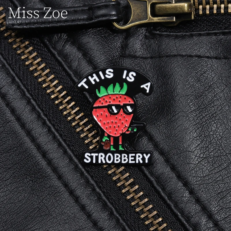 Creative Cute Berry Stressed Enamel Pin This Is A Strobbery Strawberry Brooches Lapel Badge Inspired Fruit Jewelry Accessories