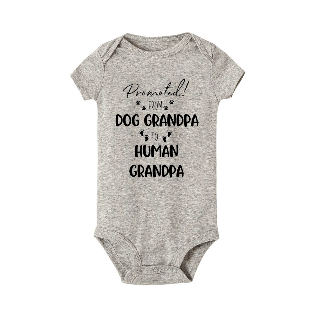 Promoted From Dog Grandpa To Human Grandpa Infant Bodysuit Baby Announcement Jumpsuit Newborn Romper Gift for New Grandparents