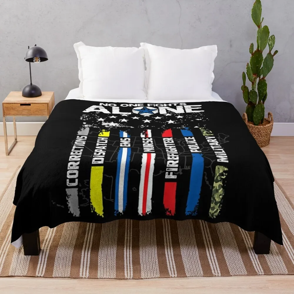 

First Responders American Thin Line Police Fire Military EMS Throw Blanket Soft Plaid blankets and throws Blankets